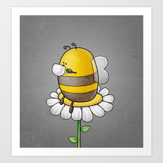 Bee Drinking Tea Art Print