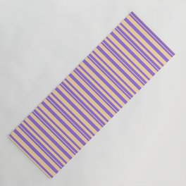 [ Thumbnail: Purple & Tan Colored Lines Pattern Yoga Mat ]