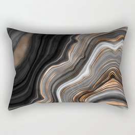 Elegant black marble with gold and copper veins Rectangular Pillow