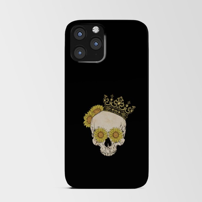 Skull with crown and sunflowers iPhone Card Case