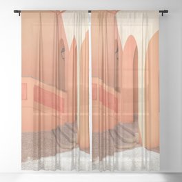 Arches in the South of France | Morning Light Shadows in Colorful Menton Art Print | Orange Summer Travel Photography Sheer Curtain