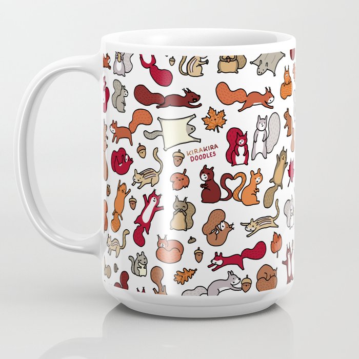 Autumn Squirrels Who Run the World Pattern All Over Coffee Mug 