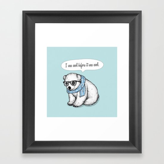 Hipster polarbear Framed Art Print