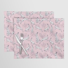 White hare on pink background  Placemat