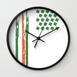 St Patrick's day Irish American flag Wall Clock