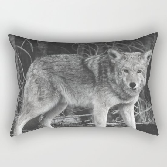 Mighty Wolf (Black & White) Rectangular Pillow
