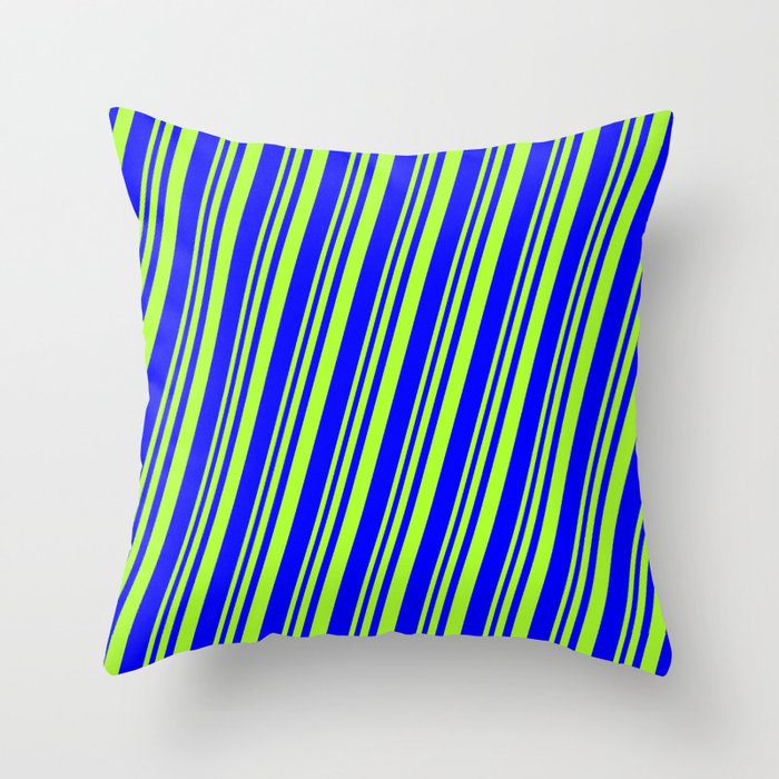 Light Green and Blue Colored Striped/Lined Pattern Throw Pillow