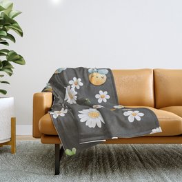 Buzzy Bees In Black Throw Blanket