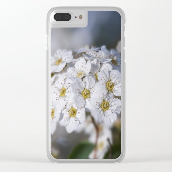 Bridal Wreath macro Clear iPhone Case