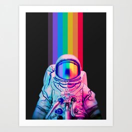 Astronaut on the Rainbow Art Print