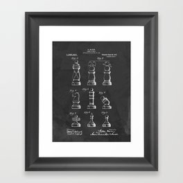 Chess Pieces Vintage Patent Framed Art Print