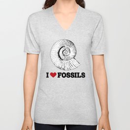 I love fossils red V Neck T Shirt