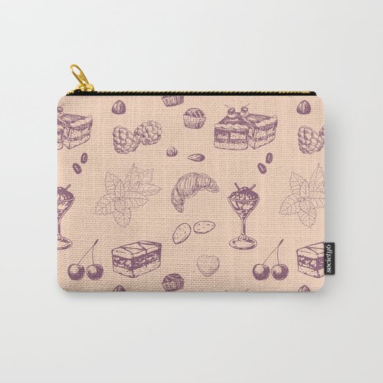 Sweet pattern with various desserts. Carry-All Pouch