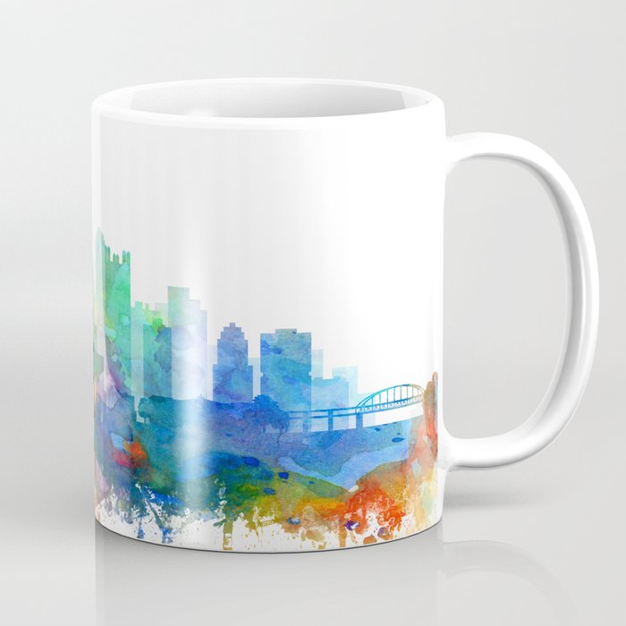 Pittsburgh Skyline Watercolor by Zouzounio Art Coffee Mug
