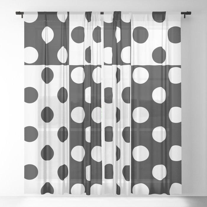 Pattern Polka Dot Sheer Curtain, Black Polka Dot Sheer Curtains