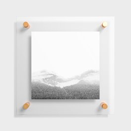 Snowy Mountains | Jasper Alberta | Landscape Photography | Black and White  Floating Acrylic Print