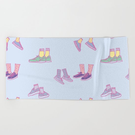 Pastel Walking Sneakers Beach Towel