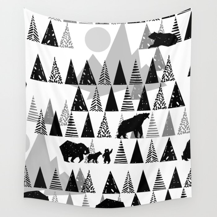 Black and white Forest Wall Tapestry