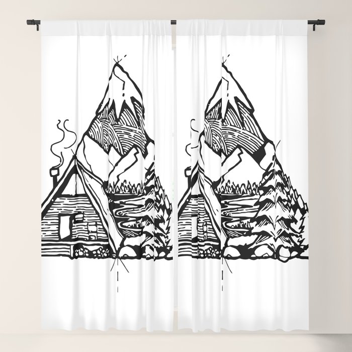 Triangle Shape Mountain Draw Blackout Curtain By Rauros Society6