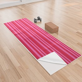 [ Thumbnail: Crimson and Hot Pink Colored Lines/Stripes Pattern Yoga Towel ]