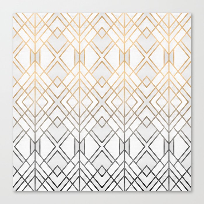 Gold And Grey Geo Canvas Print