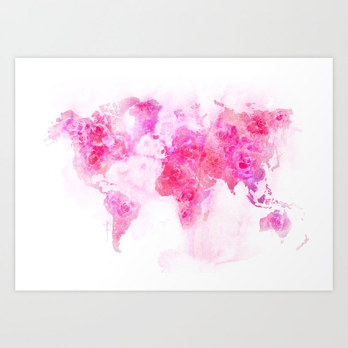 The United Pink World Art Print