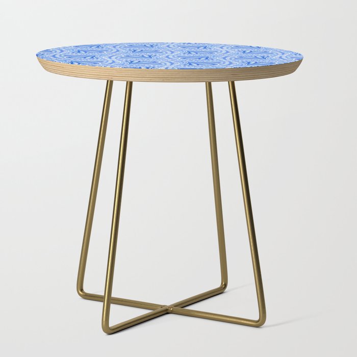 Textured Fan Tessellations in Periwinkle Blue and White Side Table
