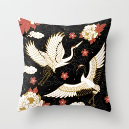 Japanese Cranes Throw Pillow