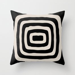 Mid Century Modern Abstract Shape 536 Black and Linen White Throw Pillow