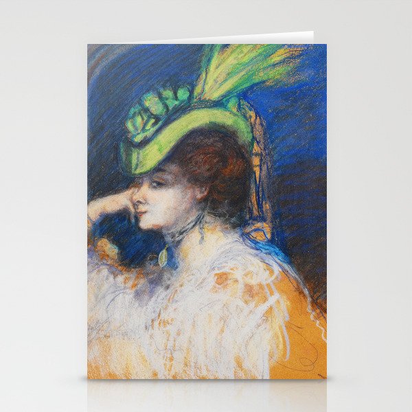  Portrait of a lady in a feather hat, 1905 - Charles Conder Stationery Cards
