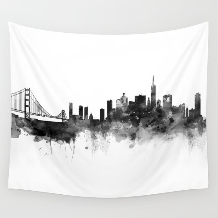 San Francisco Black and White Wall Tapestry