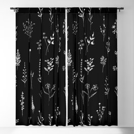 Black wildflowers Blackout Curtain