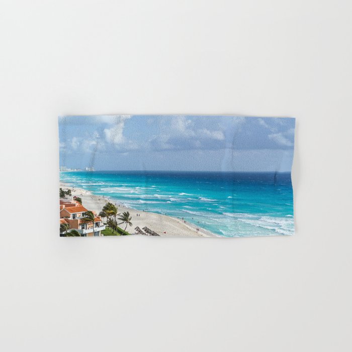 Mexico Photography - Exotic Beach By The Blue Ocean Water Hand & Bath Towel