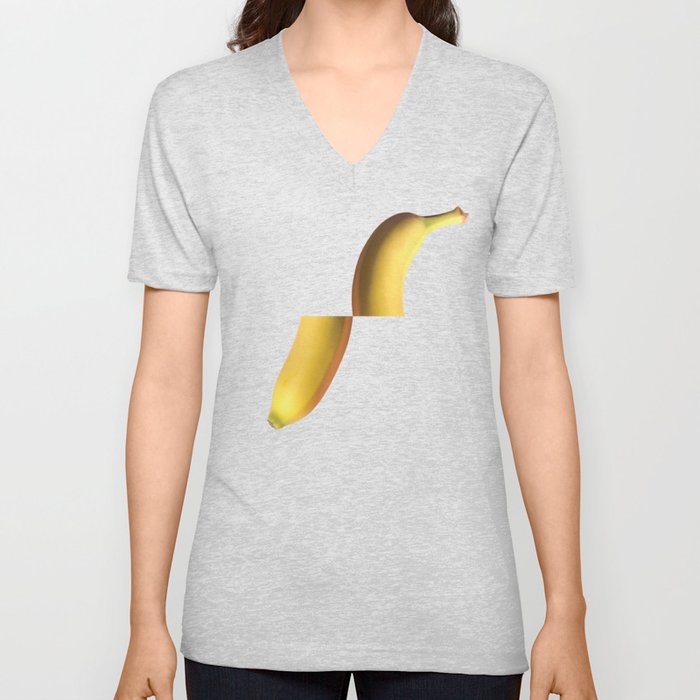 Tropical Fruit Banana Split Pop Art Geometrical Modern Retro Pastel Mexican Vegan V Neck T Shirt