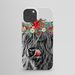 Baby Highland Cow with Flowers Crown iPhone Case