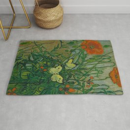 Vincent Van Gogh, Butterflies and poppies Area & Throw Rug