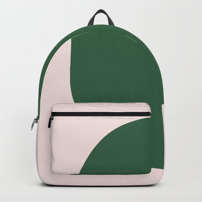 Margo Collection: Minimalist Modern Geometric Green on Pink Backpack