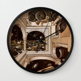 Another World II by Maurits Cornelis Escher Wall Clock