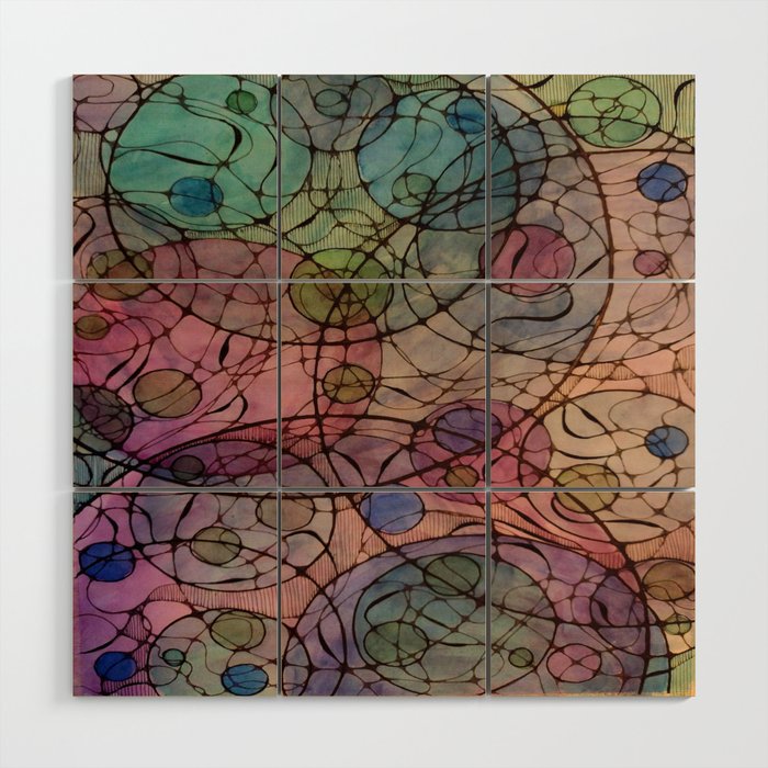 Neurographic in Purples One Wood Wall Art