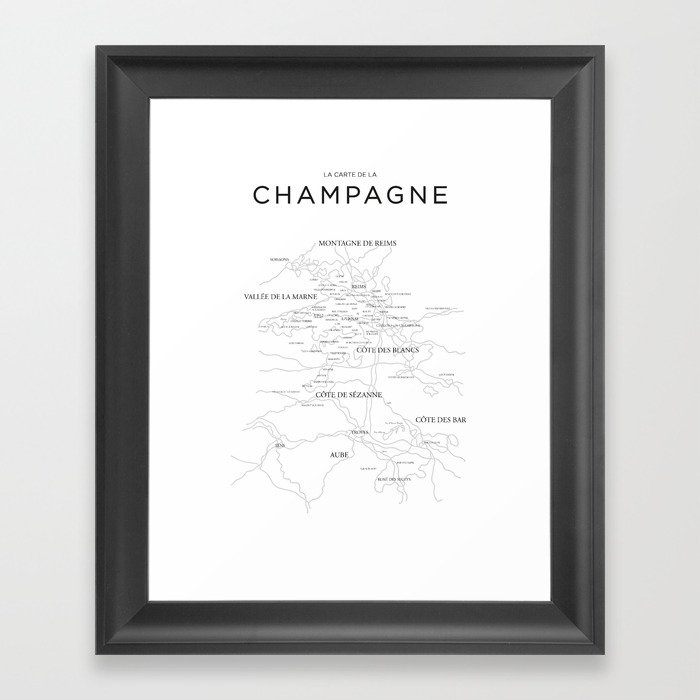 Champagne map Framed Art Print