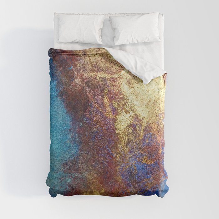 Philip Bowman Red, Blue And Gold Modern Abstract Art Painting Duvet Cover