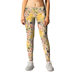 AMELIA JANE'S GARDEN Golden Floral Leggings | Golden, Curated, Painting, Watercolor, Trellis, Colorful, Happy, Floral, Yellow, Pretty 