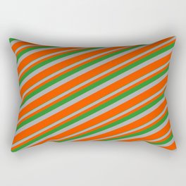 [ Thumbnail: Forest Green, Dark Grey & Red Colored Lines/Stripes Pattern Rectangular Pillow ]