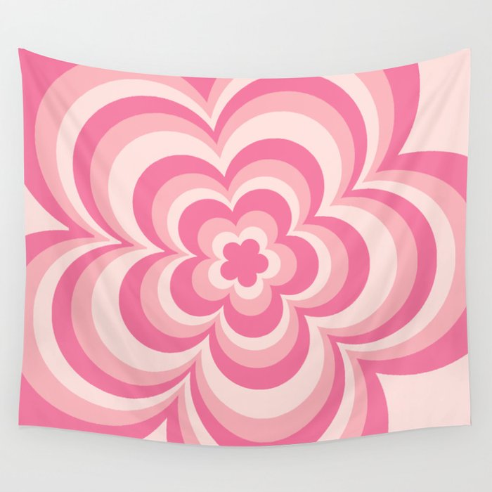 Groovy Pink Flower Wall Tapestry