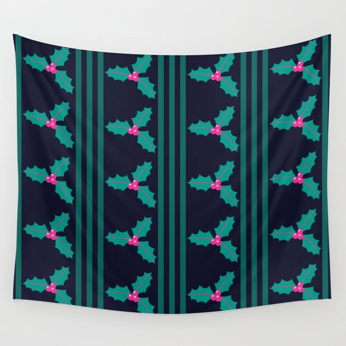 Stripes and Holly Geometric Stripes 2 Wall Tapestry