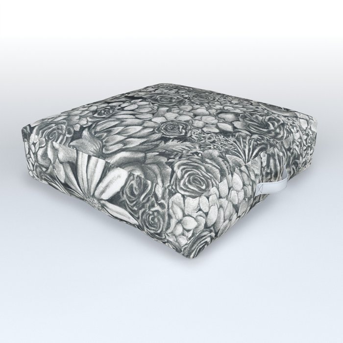Boxed Flowers Outdoor Floor Cushion