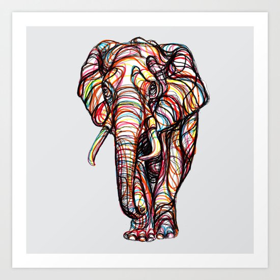 elephant line style - elefante - éléphant Art Print