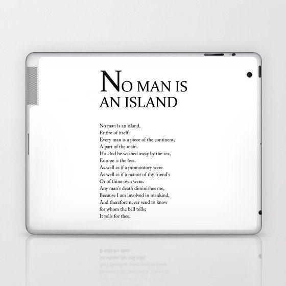 No Man Is An Island - John Donne Poem - Literature - Typography Print 1 Laptop & iPad Skin