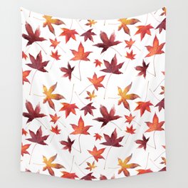 Dead Leaves over White Wall Tapestry
