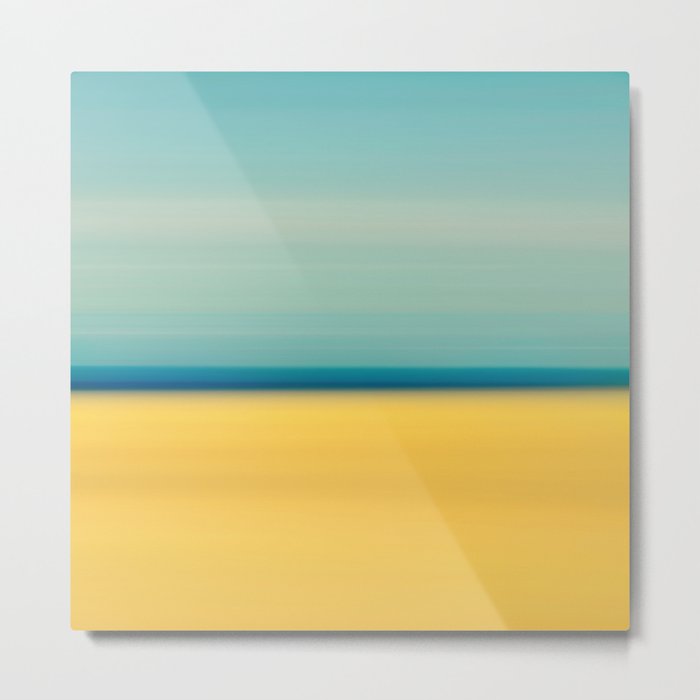 Yellow Sand Blue Sky Abstract Beach Photography Metal Print